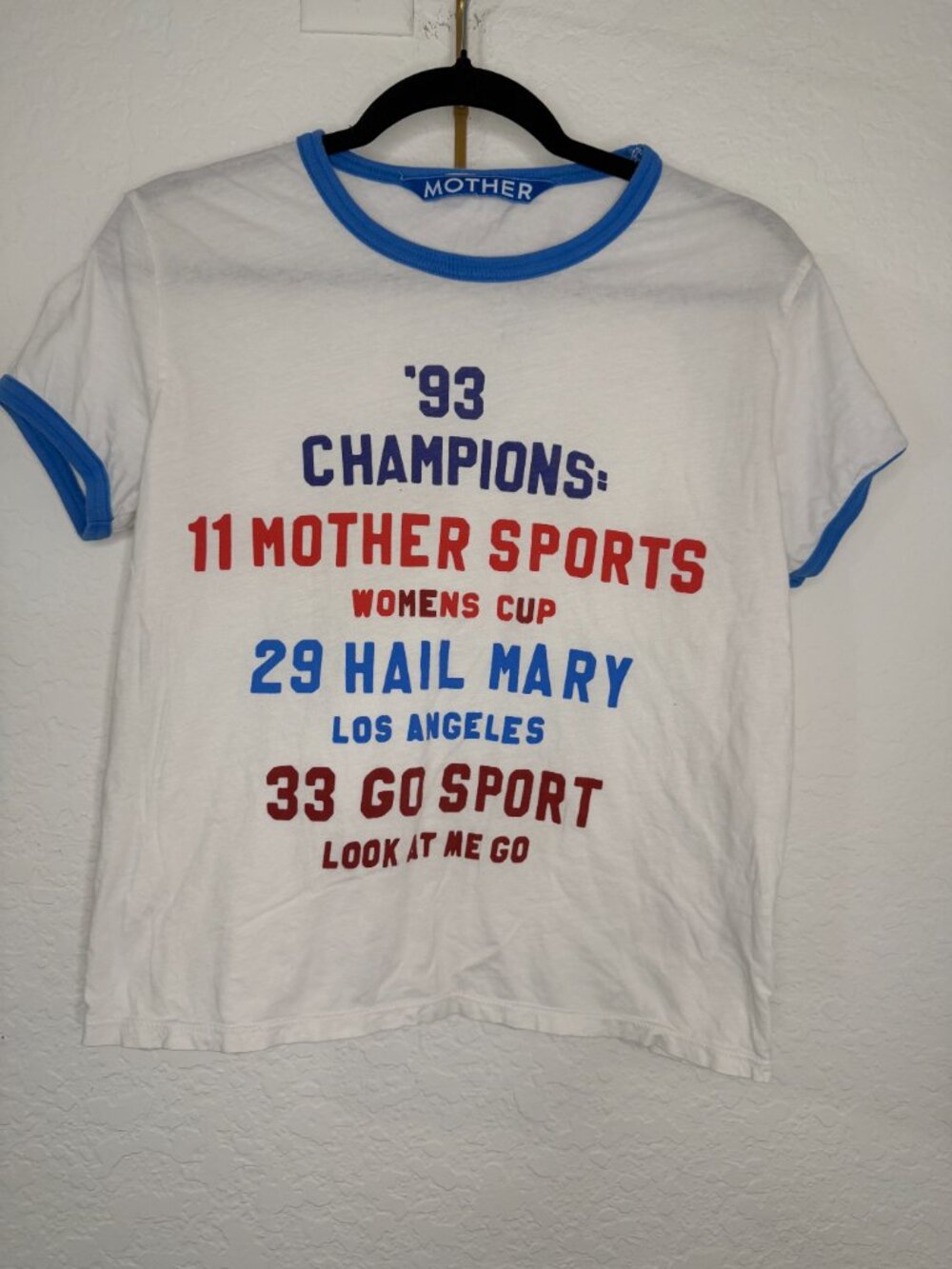 MOTHER The Lil Goodie Ringer- Champions- M- White/Blue- MSRP $115 - Picture 3 of 9